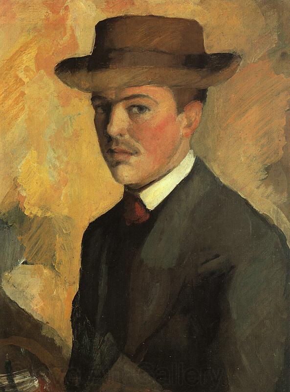 August Macke Self Portrait with Hat  qq Germany oil painting art
